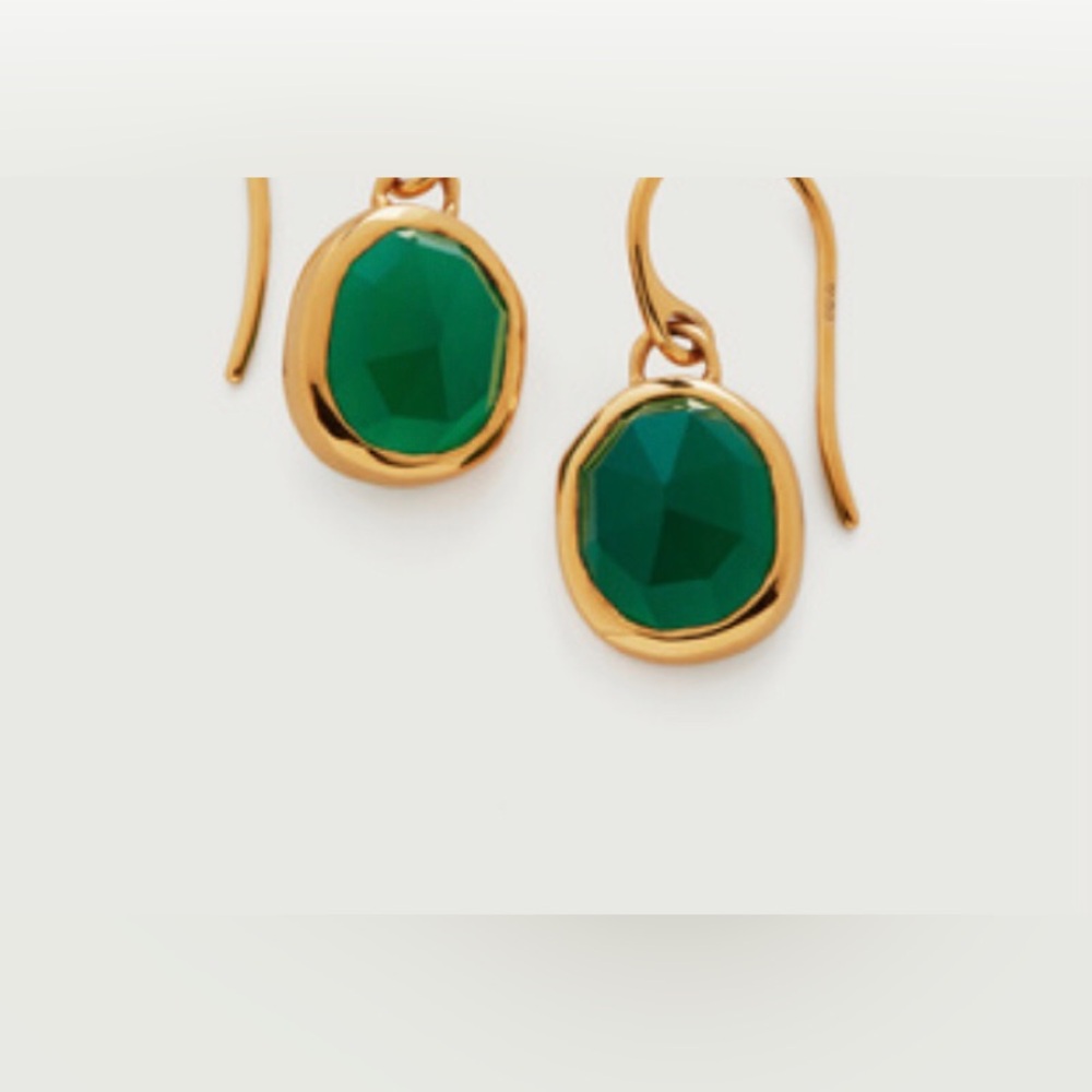 Monica Vinader Siren Wire Drop Earring, Green Onyx, Like New.